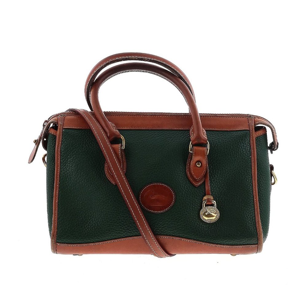 Dooney & Bourke Green and Tan Leather Satchel